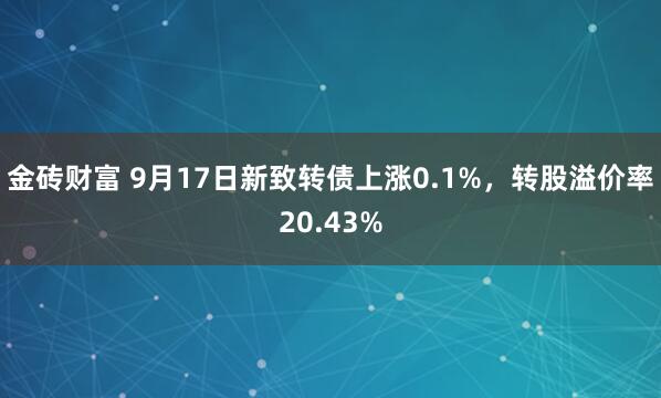 金砖财富 9月17日新致转债上涨0.1%，转股溢价率20.43%